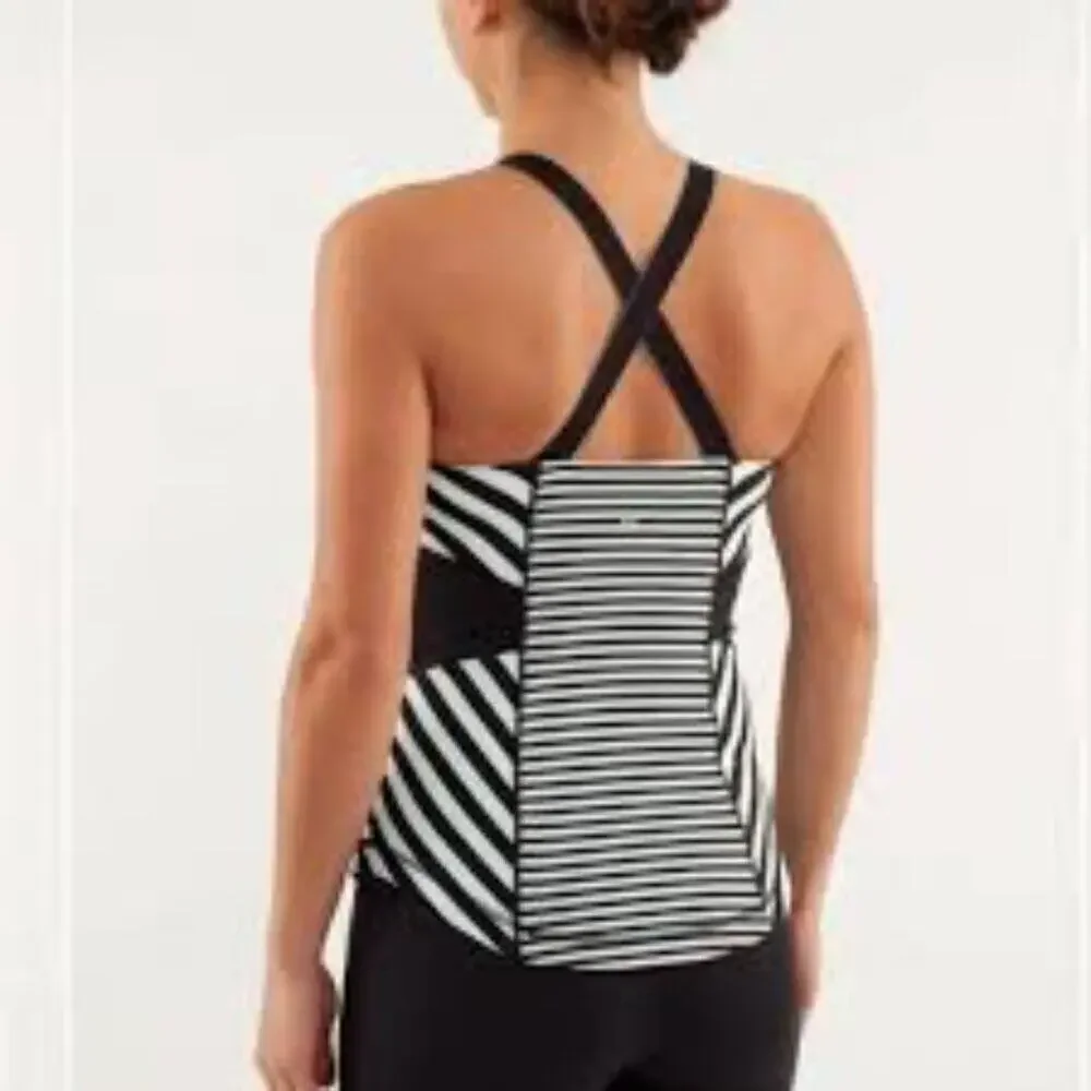 LULULEMON GREEN AND BLUE STRIPE TANK SIZE 6